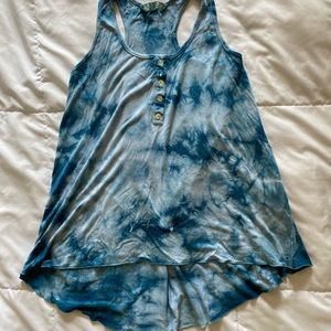 Blue Tie-Dye Flowy Tank Top Size Small